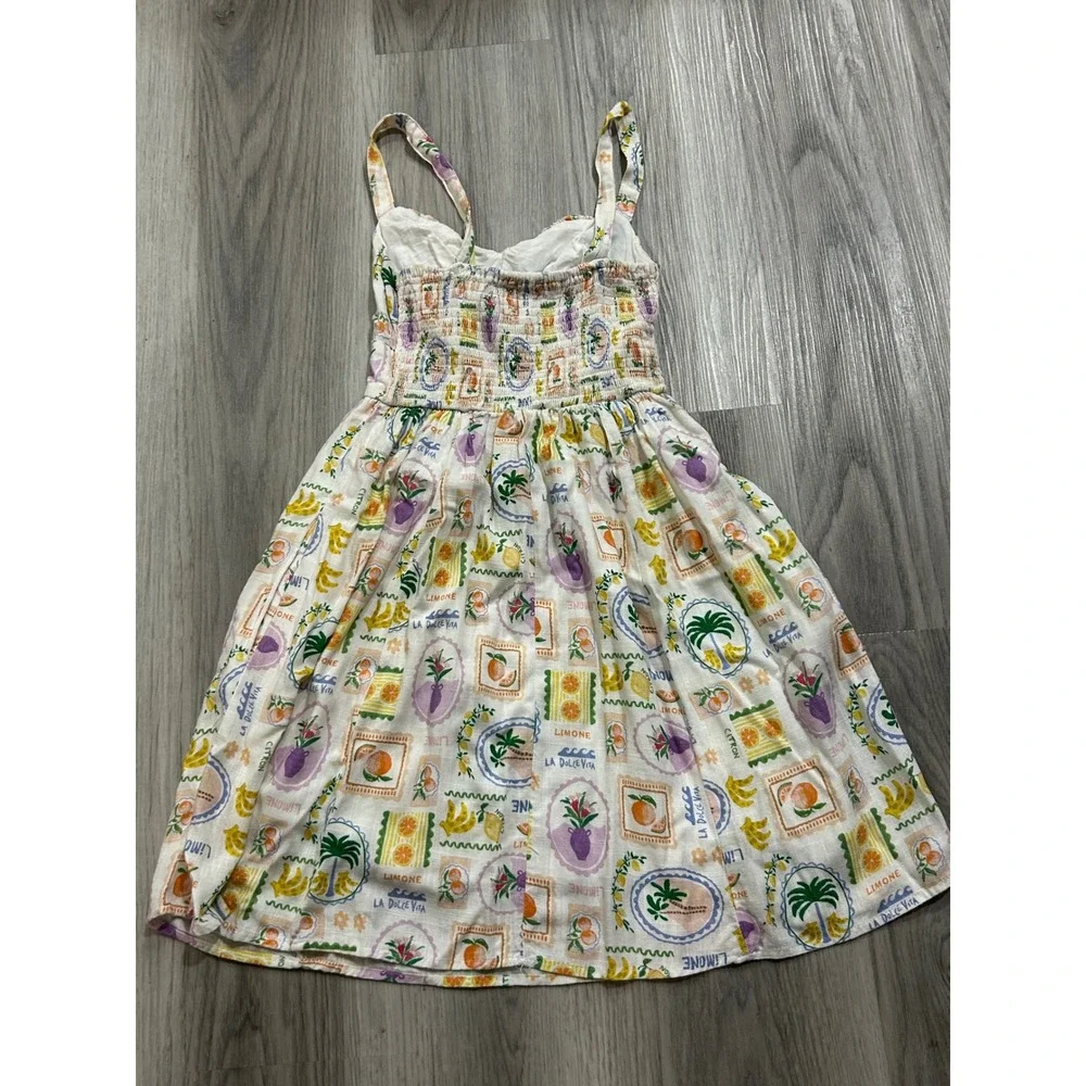 Dotti La Dolce Vita Citrus Fruit Print Linen Blend‎ Sundress cottagecore 4 boho